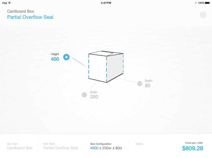 Configurator app on tablet